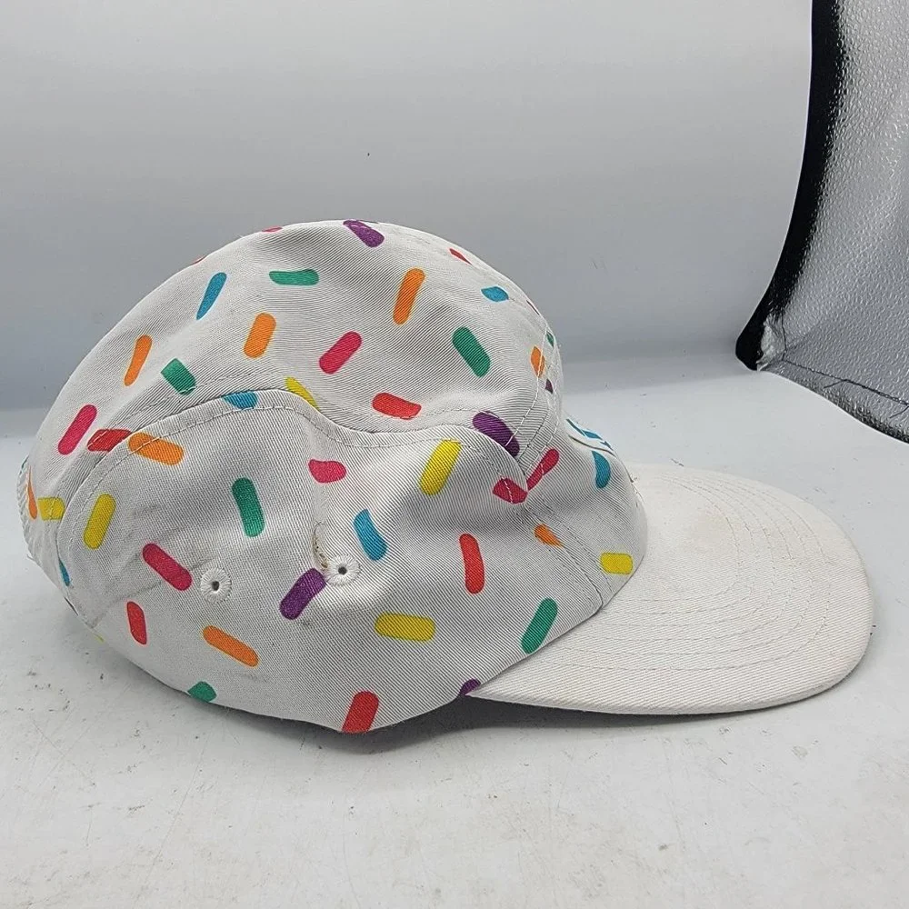 Johnny Cupcakes Unisex Adults White Sprinkles 5 Panel Hat Adjustable Lightweight - Picture 6 of 11